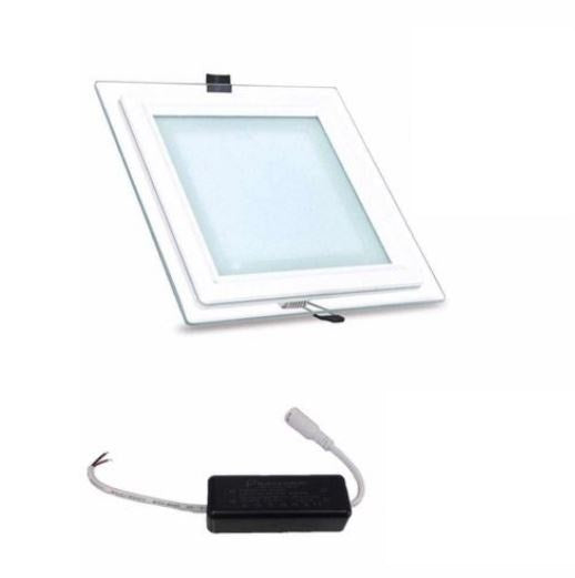 Faretto LED Luce Fredda Pannello Slim Vetro Quadrato Incasso 9W 6000k