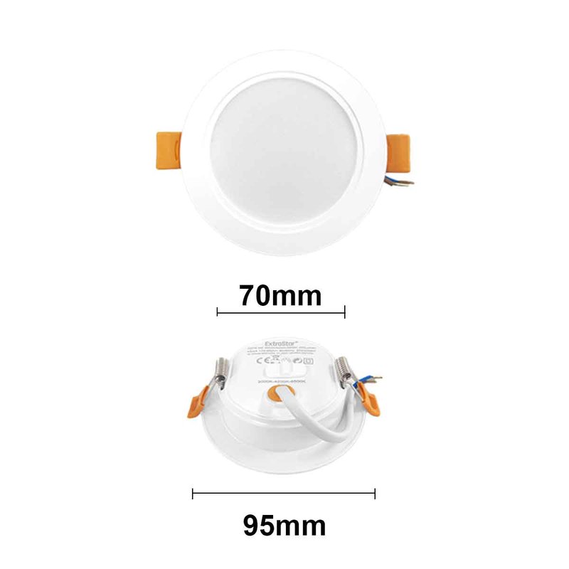 Faretto LED da Incasso 5W 450lm 3 Colori CCT 3000K/4200K/6500K Angolo 110° IP20 Alta Qualità CRI