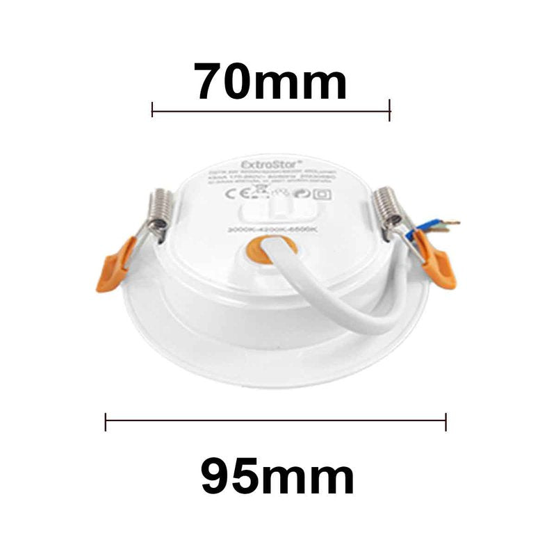 Faretto LED da Incasso 5W 450lm 3 Colori CCT 3000K/4200K/6500K Angolo 110° IP20 Alta Qualità CRI