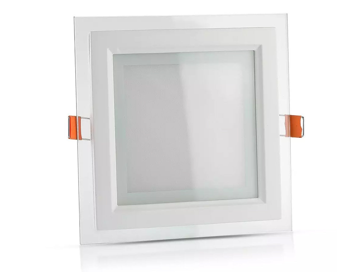 Faretto Led Da Incasso Quadrato 18W Bianco Caldo Con Vetro Moderno Design Illuminazione Bagno Soggiorno SKU-4746