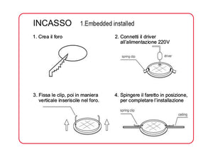 Faretto Led Da Incasso Quadrato 5W 500LM Bianco Caldo 3000K 95X95mm