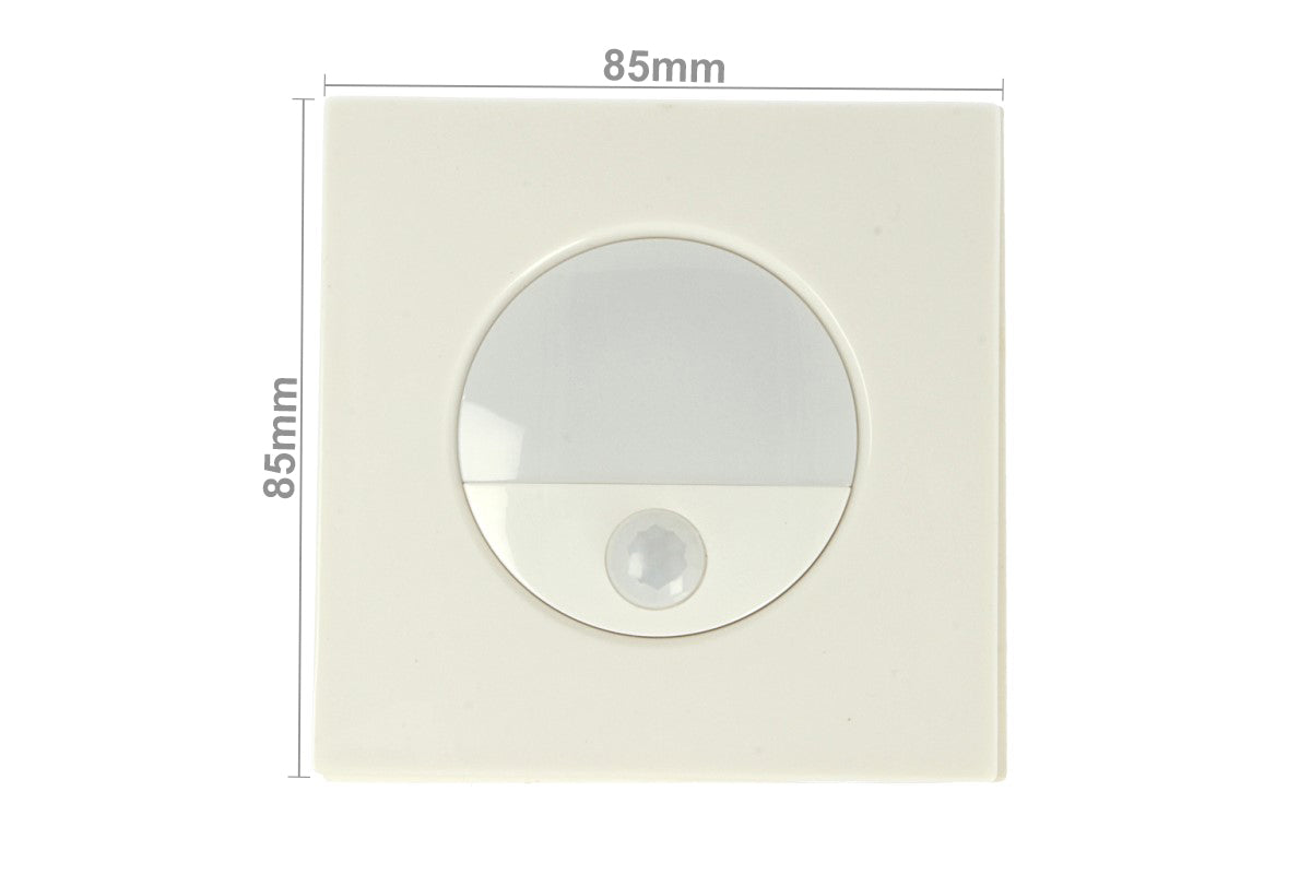 Faretto Luci Led Segnapasso Con Sensore Movimento 3W Bianco Neutro Quadrato Scatola Incasso 86X86 da Muro Incluso SKU-5570