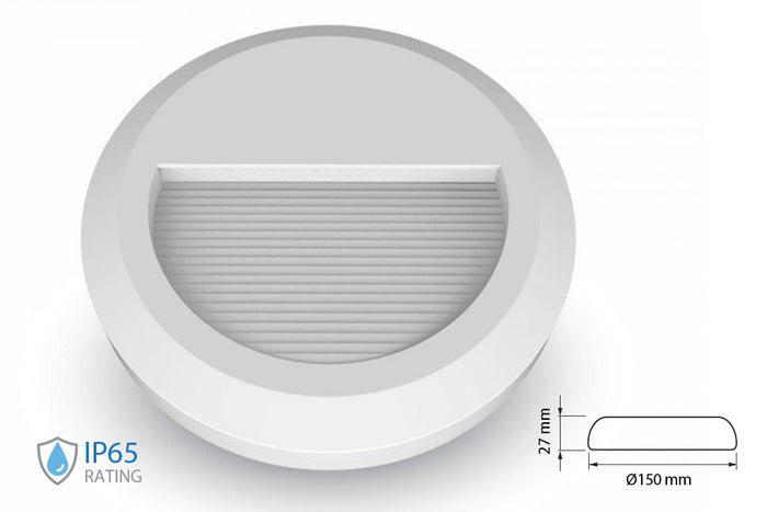 Faretto Luci Led Segnapasso Rotondo Carcassa Bianca 2W Bianco Neutro IP65 Montaggio a Plafone SKU-1314