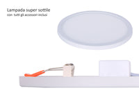 Faretto Pannello Led Da Incasso Rotondo 20W Bianco Caldo 2700K Diametro 230mm Foro Adattabile Da 50mm a 200mm