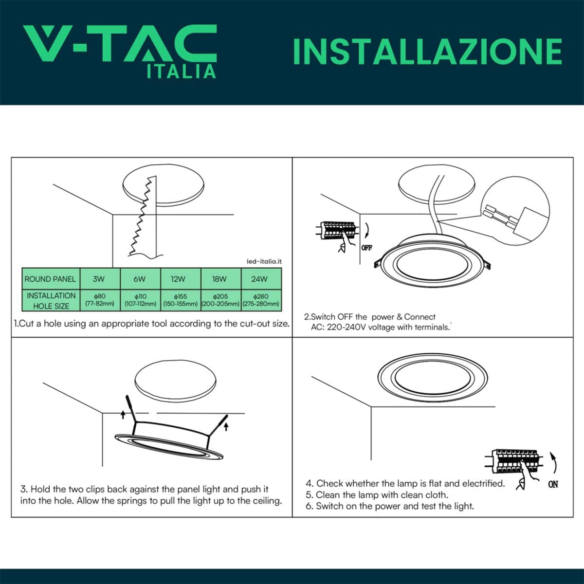 Faretto Pannello Led Da Incasso Rotondo 24W Bianco Freddo 6500K Diametro 300mm SKU-7869