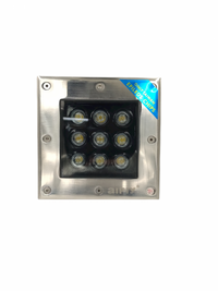 Faretto Segnapasso Quadrato 9 Led 9w 90w RGB Carrabile da Esterno Incasso IP66