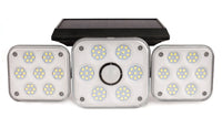 Faro Led Con Pannello Solare e Sensore Movimento 15W 500lm 6500K 3 Teste Telecomando IP65