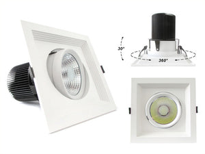 Faro Led Da Incasso COB 30W 220V Bianco Caldo Quadrato Orientabile Con Riflettore