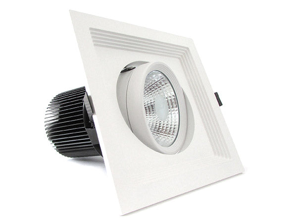 Faro Led Da Incasso COB 30W 220V Bianco Caldo Quadrato Orientabile Con Riflettore