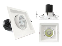 Faro Led Da Incasso COB 30W 220V Bianco Caldo Quadrato Orientabile Con Riflettore