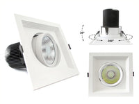 Faro Led Da Incasso COB 30W 220V Quadrato Bianco Naturale Orientabile Con Riflettore