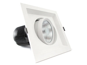 Faro Led Da Incasso COB 30W 220V Quadrato Bianco Naturale Orientabile Con Riflettore