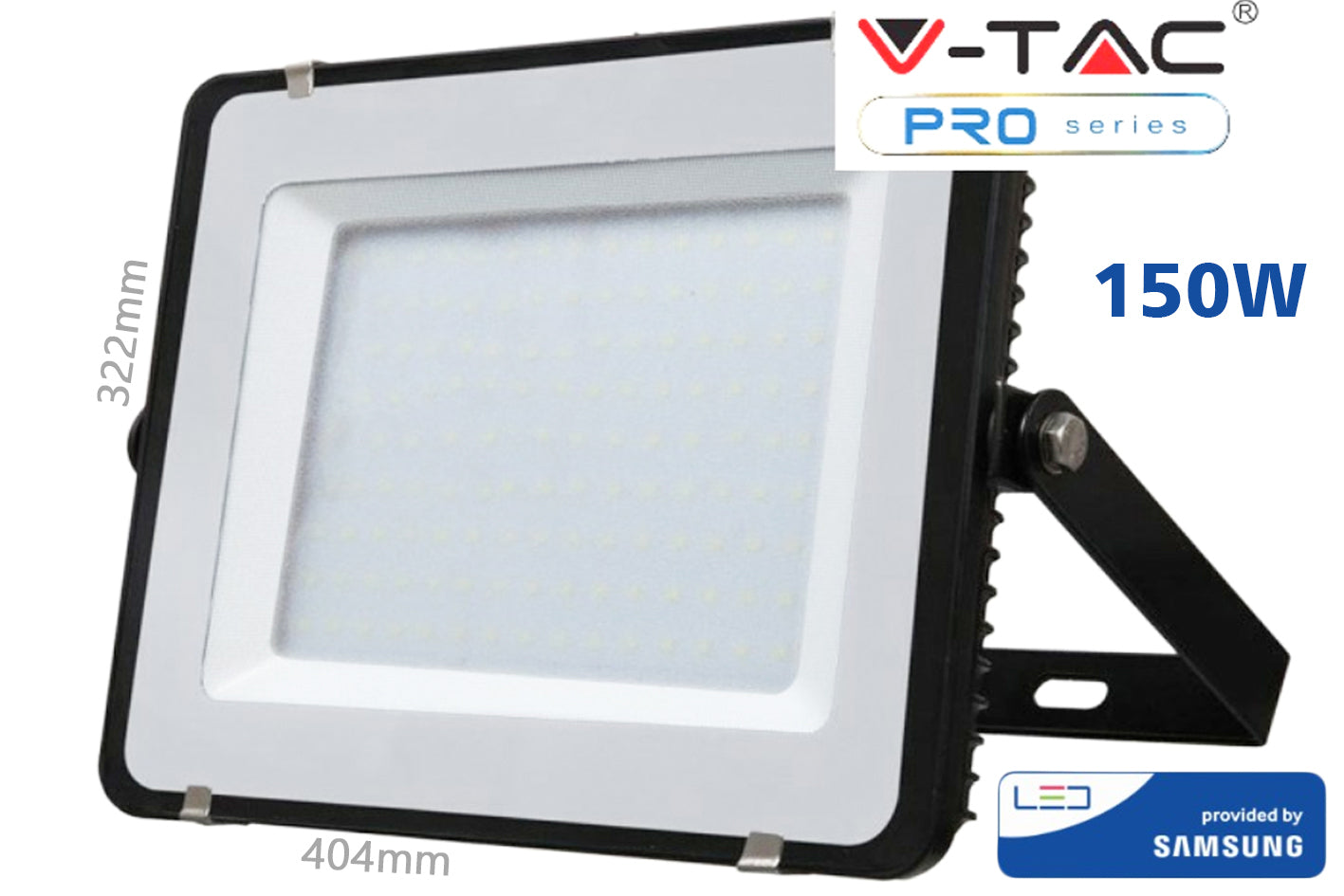 Faro Led Flood Light 150W IP65 Bianco Freddo 6400K Super Slim 52mm Carcassa Nera Samsung Garanzia 5 Ann SKU-477