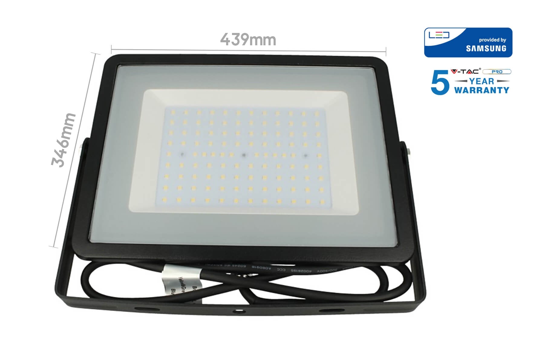 Faro Led Flood Light 200W IP65 Bianco Neutro Super Slim 56mm Carcassa Nera Samsung Garanzia 5 Anni SKU-10027