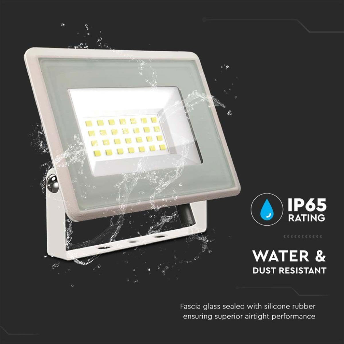 Faro Led Flood Light 20W 1650lm IP65 Slim 120x105x27mm Carcassa Bianca Luce 4000K SKU-6741