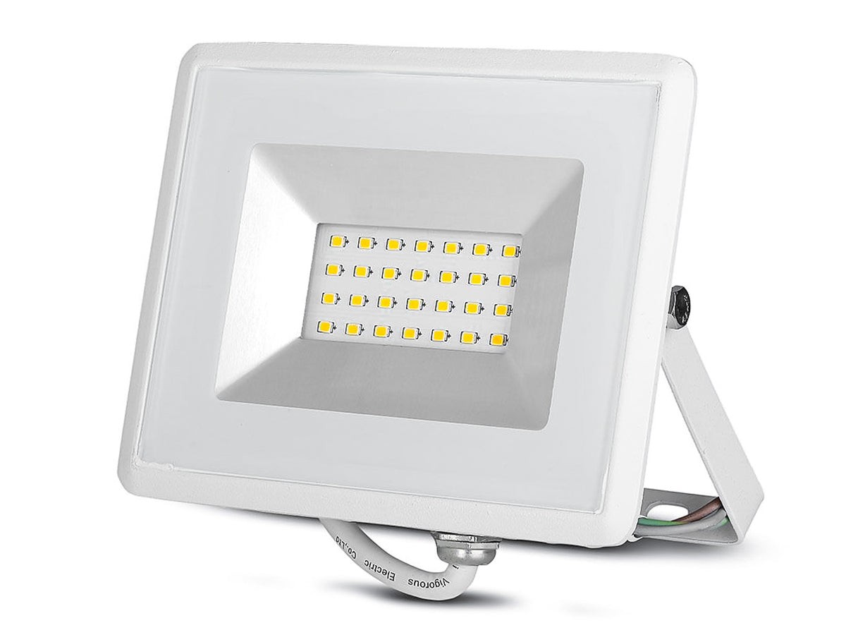 Faro Led Flood Light 20W Carcassa Bianca IP65 Caldo 3000K Super Slim SKU-5949