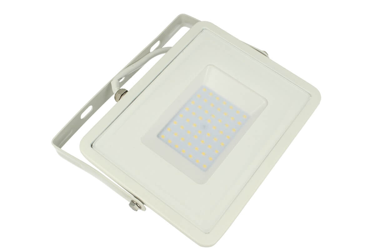 Faro Led Flood Light 50W IP65 Bianco Freddo Super Slim 28mm Carcassa Bianca Samsung Garanzia 5 Anni SKU-411