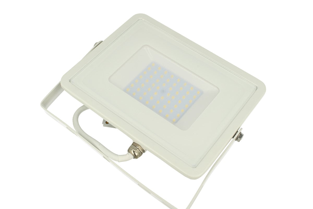 Faro Led Flood Light 50W IP65 Bianco Neutro Super Slim 28mm Carcassa Bianca Samsung Garanzia 5 Anni SKU-21410