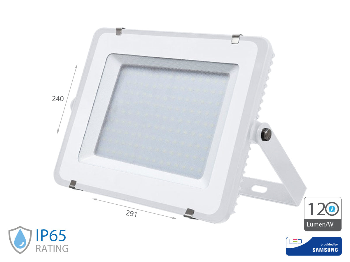 Faro Led Flood Slim Alta Luminosita 120lm/W 100W 12000lm Freddo 6400K Carcassa Bianca IP65 Chip Samsung SKU-21769