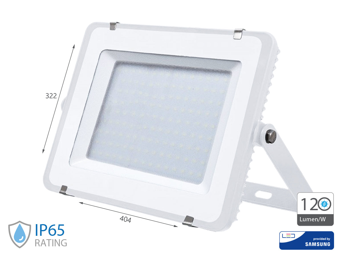 Faro Led Flood Slim Alta Luminosita 120lm/W 150W 18000lm Freddo 6400K Carcassa Bianca IP65 Chip Samsung SKU-775