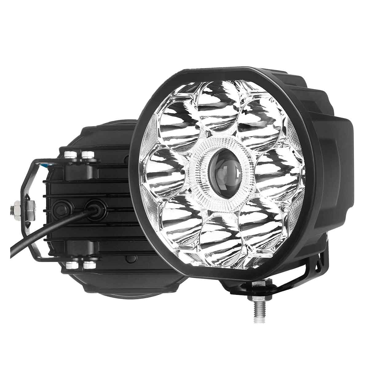 Faro Led Fuoristrada Rotondo 6'' 80W 8000LM + Frecce Arancione 10W 12V 24V IP67 6000K Omologato E-Mark