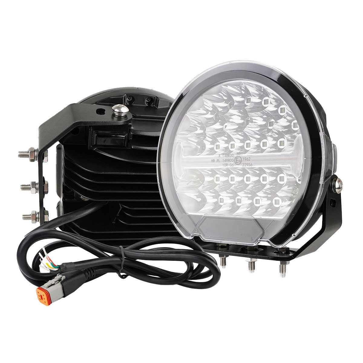 Faro Led Fuoristrada Rotondo 9'' 150W 15000LM + DRL Bianco 5W + Luce SOS Arancione 5W 12V 24V IP67 6000K Omologato E-Mark