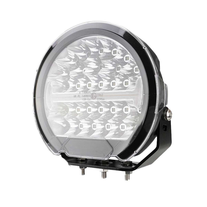 Faro Led Fuoristrada Rotondo 9'' 150W 15000LM + DRL Bianco 5W + Luce SOS Arancione 5W 12V 24V IP67 6000K Omologato E-Mark