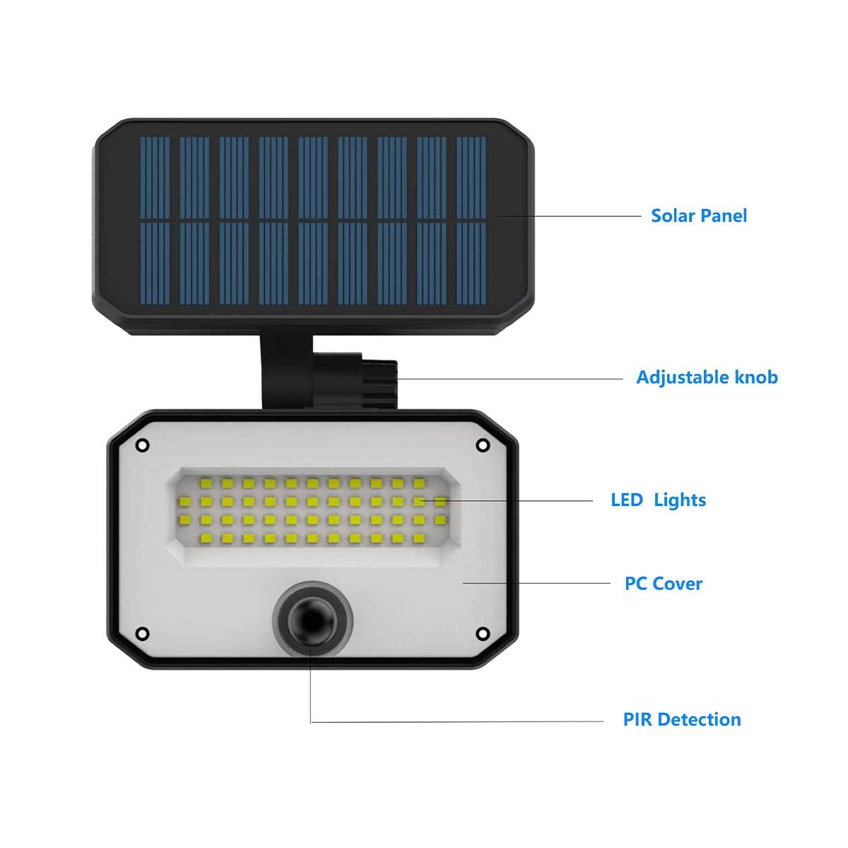 Faro Led Solare 10W 935LM IP65 4000K Montaggio Da Parete O A Terra Con Picchetto Con Sensore Movimento e Telecomando 4 Modalit&agrave;