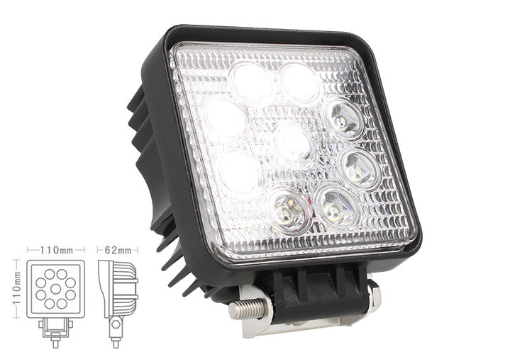 Faro di Profondita Led Quadrato 12V 24V 27W