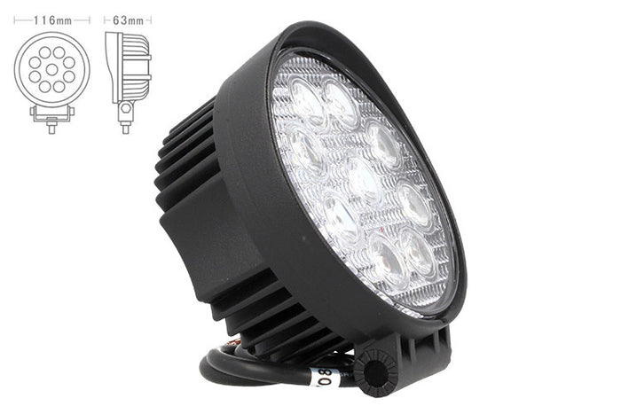 Faro di Profondita Led Rotondo 12V 24V 27W