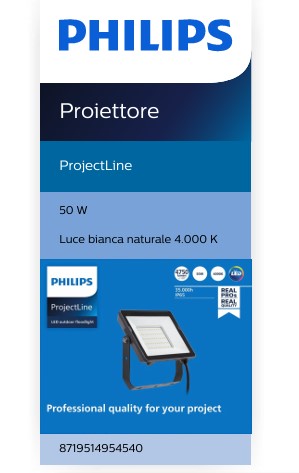 Faro per esterni nero Projectline Floodlight 50W 4000K