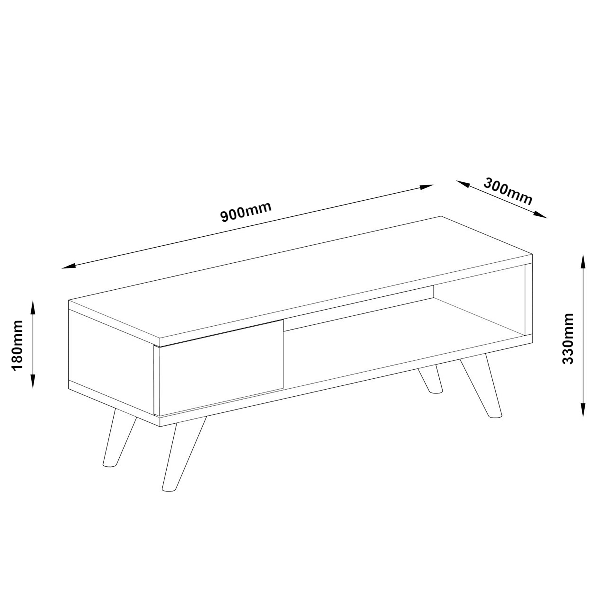 Mobile Basso Porta TV 'Aarup' con Cassetto e Scomparto Aperto - Effetto Rovere [en.casa]