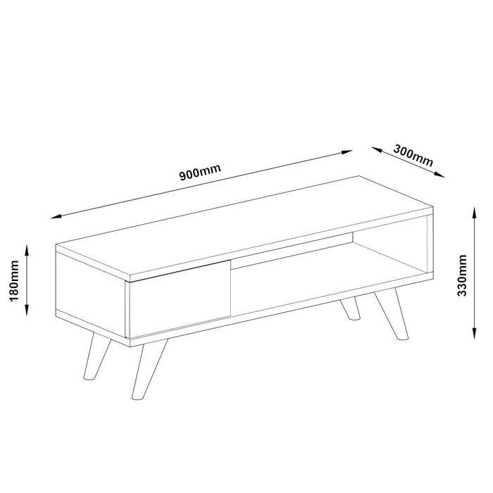 Mobile Basso Porta TV 'Aarup' con Cassetto e Scomparto Aperto - Effetto Rovere [en.casa]