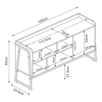 Mobile TV Storfjord con Scomparti Aperti e Vano Chiuso 120x34x63 Nero [en.casa]