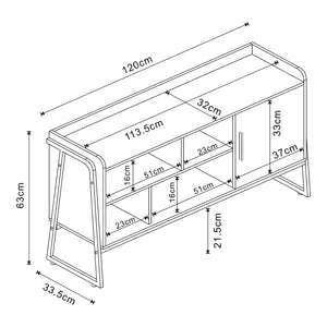 Mobile TV Storfjord con Scomparti Aperti e Vano Chiuso 120x34x63 Nero [en.casa]