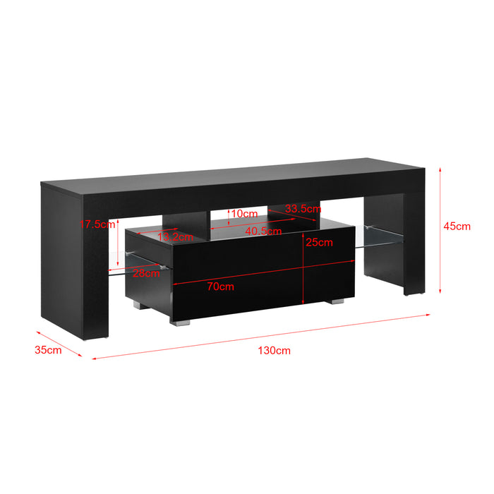 Mobile Porta TV con Illuminazione LED a Colore Variabile con Telecomando 130 x 35 x 45 cm Supporto TV con Cassetto e