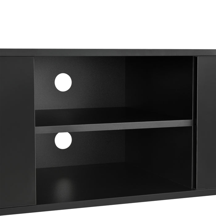 Mobile Porta TV con 2 Armadi e 2 Ripiani con Passaggio Cavi 120 x 40 x 38 cm Supporto TV Tavolino Consolle - Nero