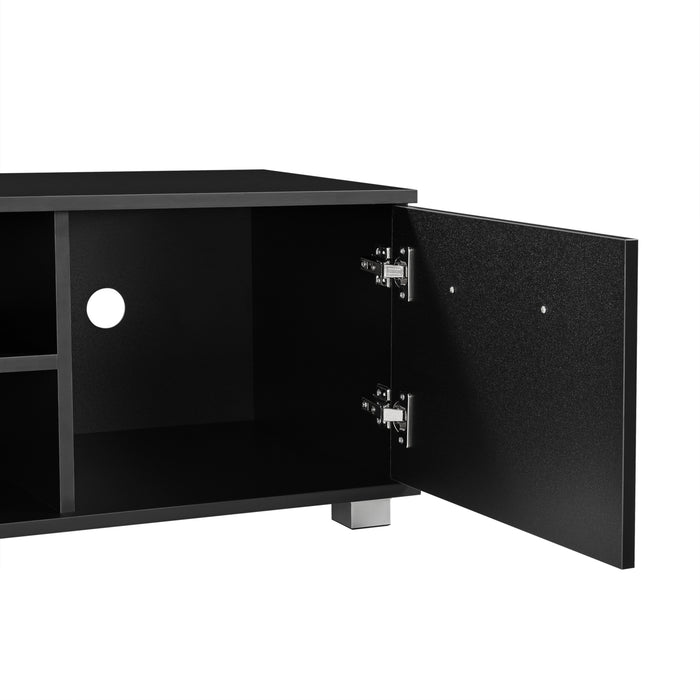 Mobile Porta TV con 2 Armadi e 2 Ripiani con Passaggio Cavi 120 x 40 x 38 cm Supporto TV Tavolino Consolle - Nero