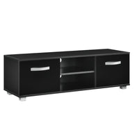 Mobile Porta TV con 2 Armadi e 2 Ripiani con Passaggio Cavi 120 x 40 x 38 cm Supporto TV Tavolino Consolle - Nero