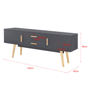 Mobile Porta TV con 2 Armadi e 2 Cassetti 140 x 40 x 56 cm Supporto TV con Passaggio Cavi Tavolino Consolle - Grigio