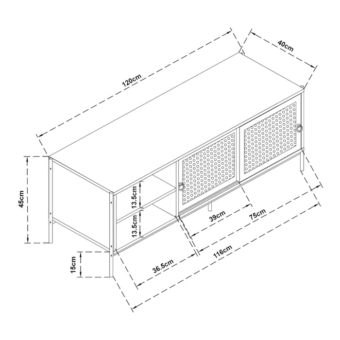 Mobile TV Tysnes con Ante Scorrevoli 120x40x45 cm Effetto Rovere / Nero [en.casa]