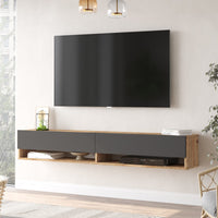 Consolle da Parete 'Laitila' con 2 Ante e Scomparti Mobile Pensile Porta TV 180 cm - Rovere Rustico/Antracite [en.casa]