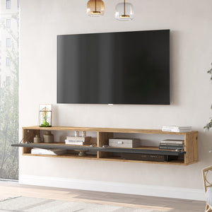 Consolle da Parete 'Laitila' con 2 Ante e Scomparti Mobile Pensile Porta TV 180 cm - Rovere Rustico/Antracite [en.casa]