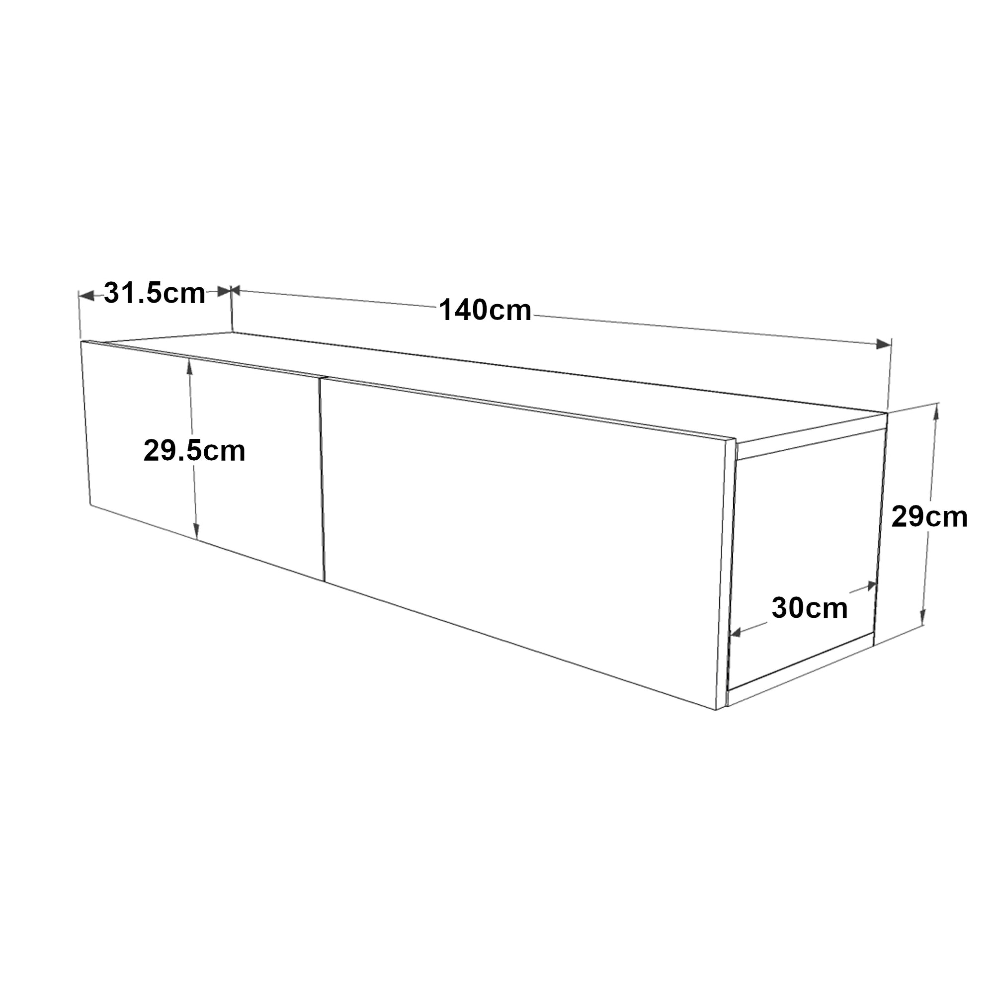 Mobile Porta TV 'Lapinlahti' con 2 Ante Apertura a Ribalta - Consolle da Parete 140 cm - Rovere Rustico [en.casa]