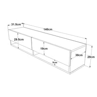 Consolle da Parete 'Laitila' con 2 Ante e Scomparti Mobile Pensile Porta TV 140 cm - Rovere Rustico/Bianco [en.casa]