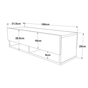 Consolle da Parete 'Laitila' con Anta e Scomparti Mobile Pensile Porta TV 100 cm - Rovere Rustico/Bianco [en.casa]