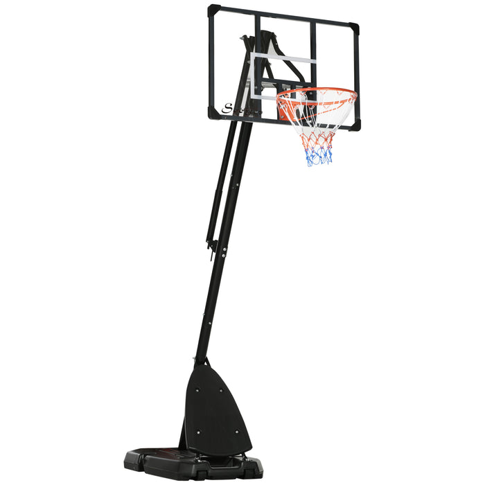 Canestro da Basket da Esterno 107x70 cm Altezza Regolabile 293-350 cm in Acciaio Nero e Rosso