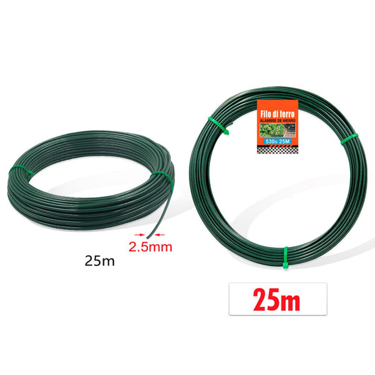 Filo di Ferro Rivestito in PVC Flessibile Modellabile Pieghevole Filo di Alluminio Spessore 2.5mm x 25m Verde