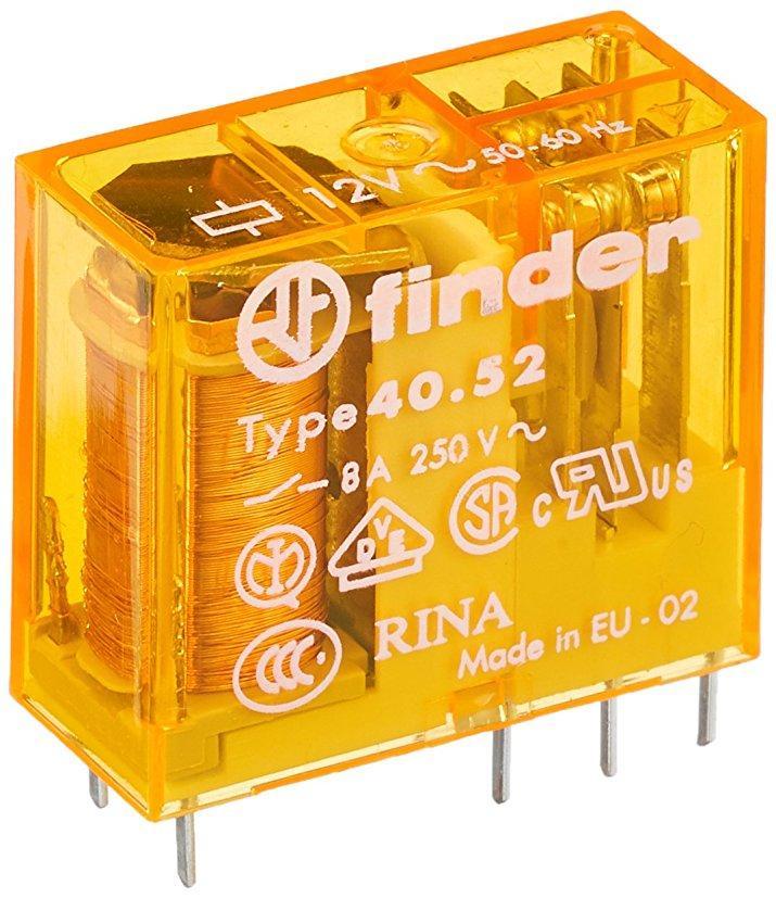 Finder Mini Relè 2 scambi 8A Impulsi Per Serrature bobina 12VAC alternata 405280120000