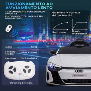 Macchina Elettrica per Bambini Licenza Audi RS con Telecomando Bianca e Nero